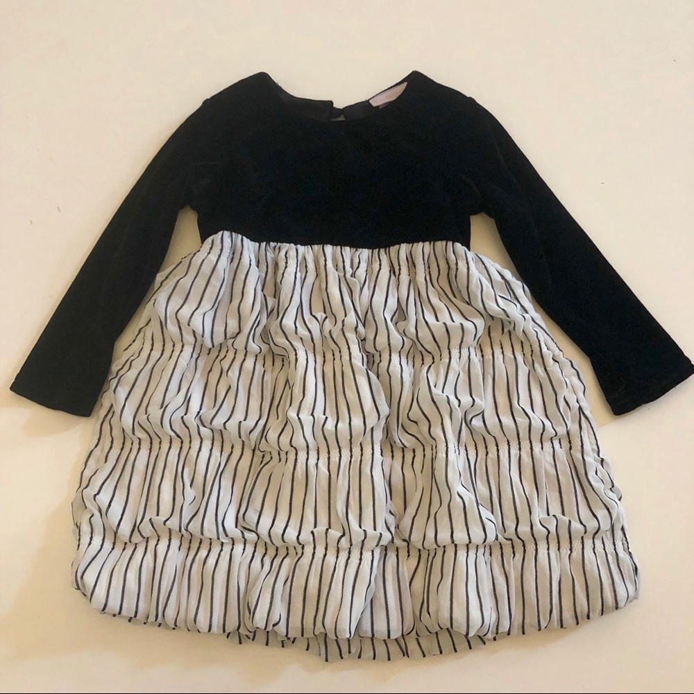 CachCach Black & White Velvet Party Dress Size 2T